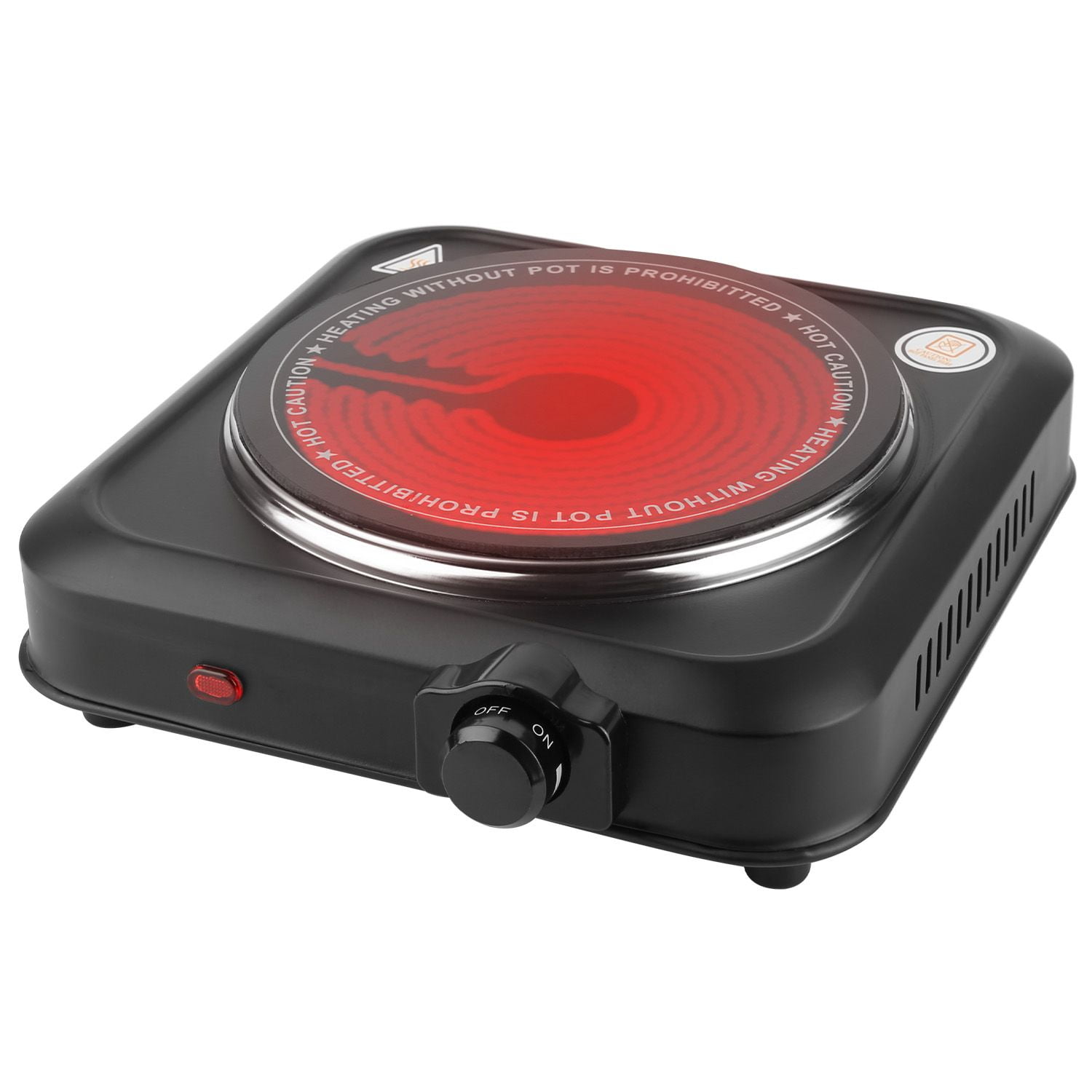 1000W Electric Infrared Single Burner Portable Heating Hot Plate Stove Countertop RV Hotplate with 7.5' Glass Cooktop Stepless Temperature Adjustments for Home RV Camp