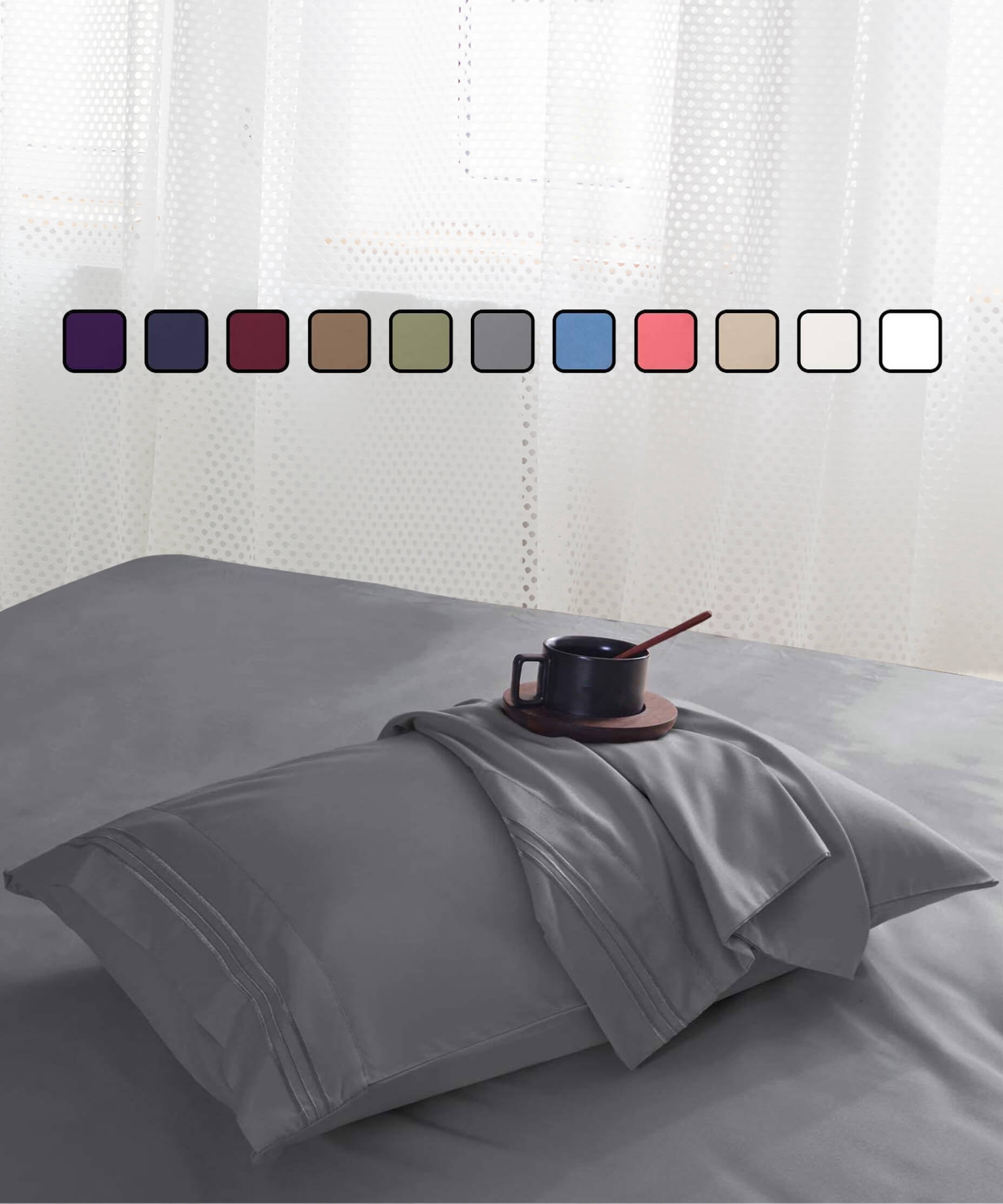 Greeny Green Luxury 1800 Bamboo Ultra Soft Sheet Set – Wrinkle Free, Deep Pocket, Machine Washable, Hypoallergenic, Fade Resistant Bedding Set - 6 Piece Set (Queen, Gray)