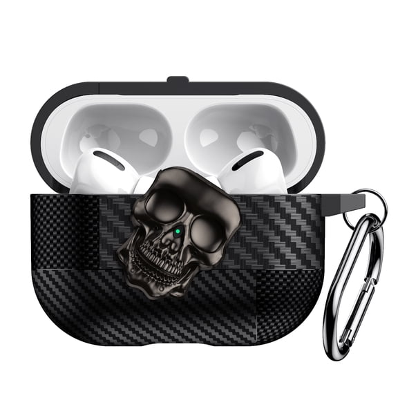 Fiber Patterns Case for AirPods Pro 2, Rugged Shockproof Cover for Airpods Pro 2nd Generation 2022 with Skull Switch and Carabiner