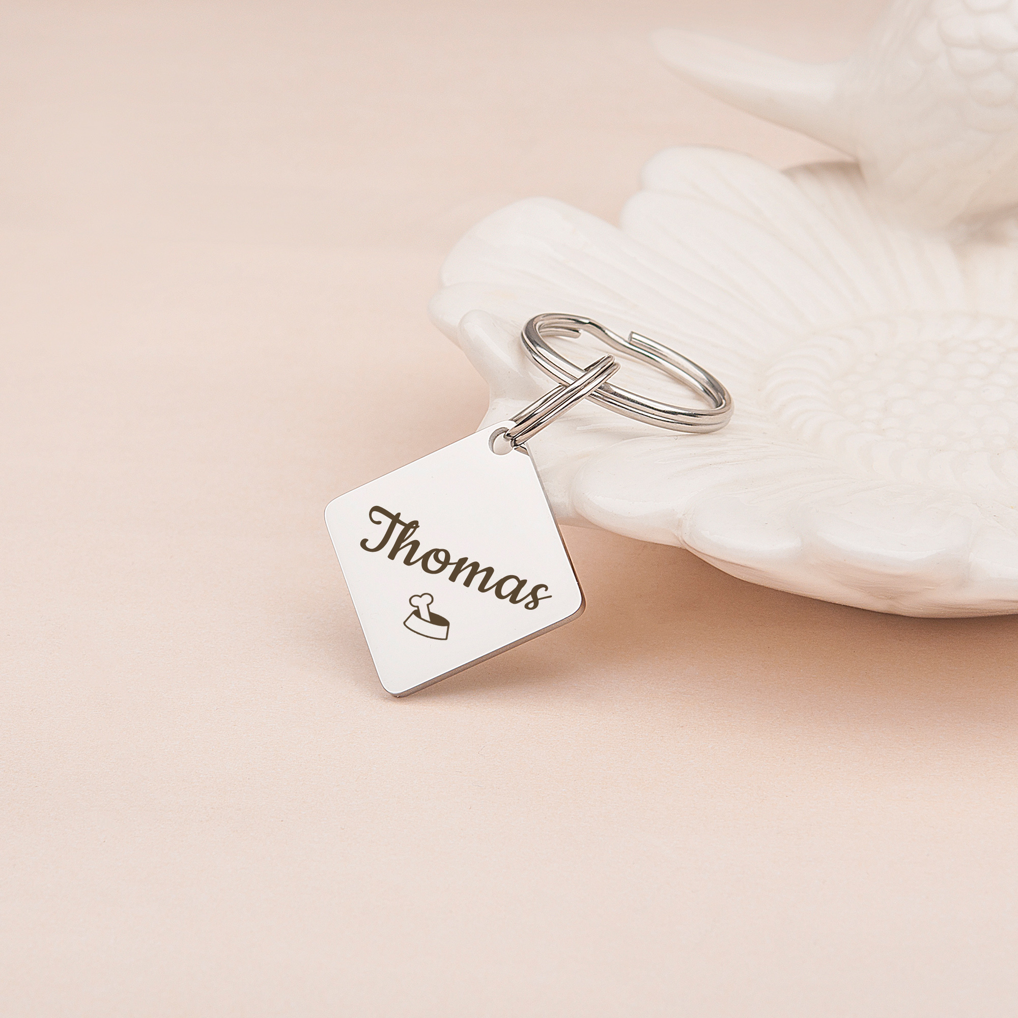 Anavia Stainless Steel Metal Diamond Name - Icon Birthday Holiday Christmas Engraved Dog Cat ID Tag, Silver