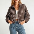 thumbnail image 2 of Byworldtasic Women's Polka Dot Print Cropped Bomber Jacket Zip-Up Long Sleeve Lightweight Casual Daily Outerwear with Pockets, 2 of 6