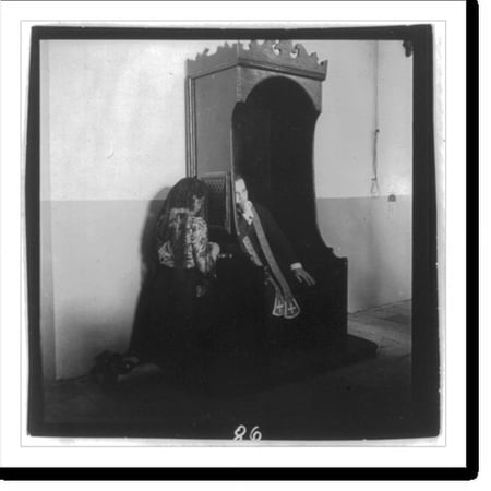 Historic Print, [Catholic religious scenes in Puerto Rico, 1944-46: priest listening to woman's confession], 18" x 24"