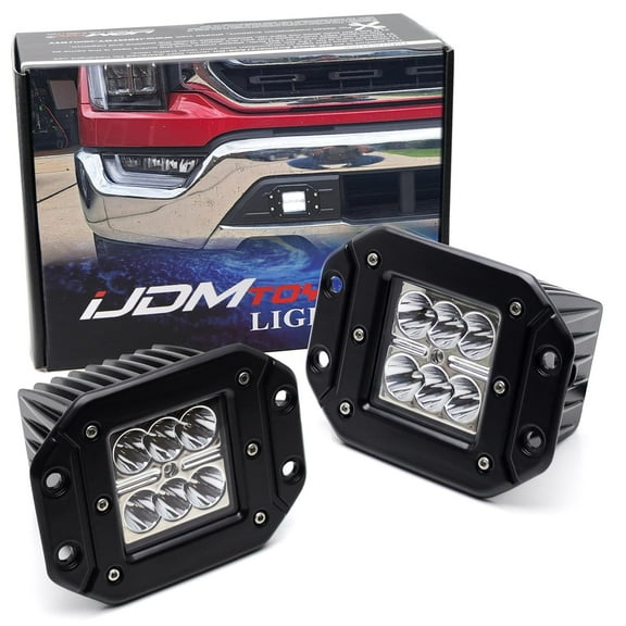 Xenon White 3-Inch Flush Mount 24W High Power LED Pod Lights For Jeep Truck Off-Road ATV 4WD 4x4, etc