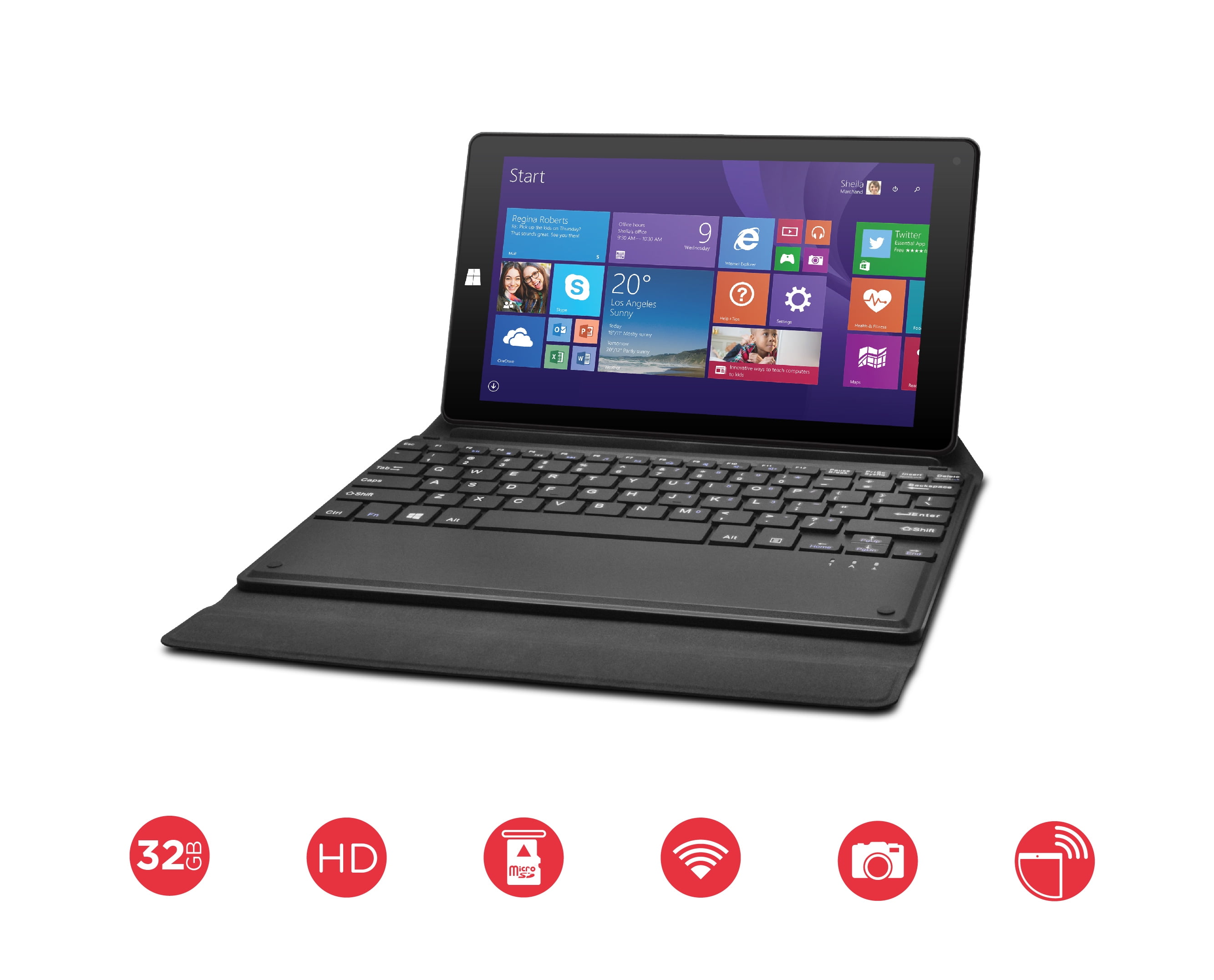 Ematic 8.95" 32GB Tablet Windows 10 with Keyboard, EWT935DK Walmart