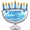 thumbnail image 2 of Anagram Happy Hanukkah! Menorah Giant 26"x29" Foil Balloon, Silver Blue, 2 of 2