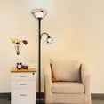 thumbnail image 1 of ETL Listed Torchiere Floor Lamp w/ Side Reading Lamp Dark-bronze Painted Finish, 1 of 10