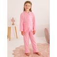 thumbnail image 3 of Usaibhir Toddler Kids Baby Girl Solid Pjs Ruffle Long Sleeve Button Shirt Top and Pants Cotton 2Piece Pajamas Set 18M-6T, 3 of 11