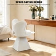 thumbnail image 5 of White Swivel Vanity Chair | 360° Rotating Makeup Chair with Butterfly Back, Chenille Velvet Accent Chair with Decorative Pillow – for Bedroom, Dressing Table, Living Room, Dining, Home Office & Study, 5 of 11