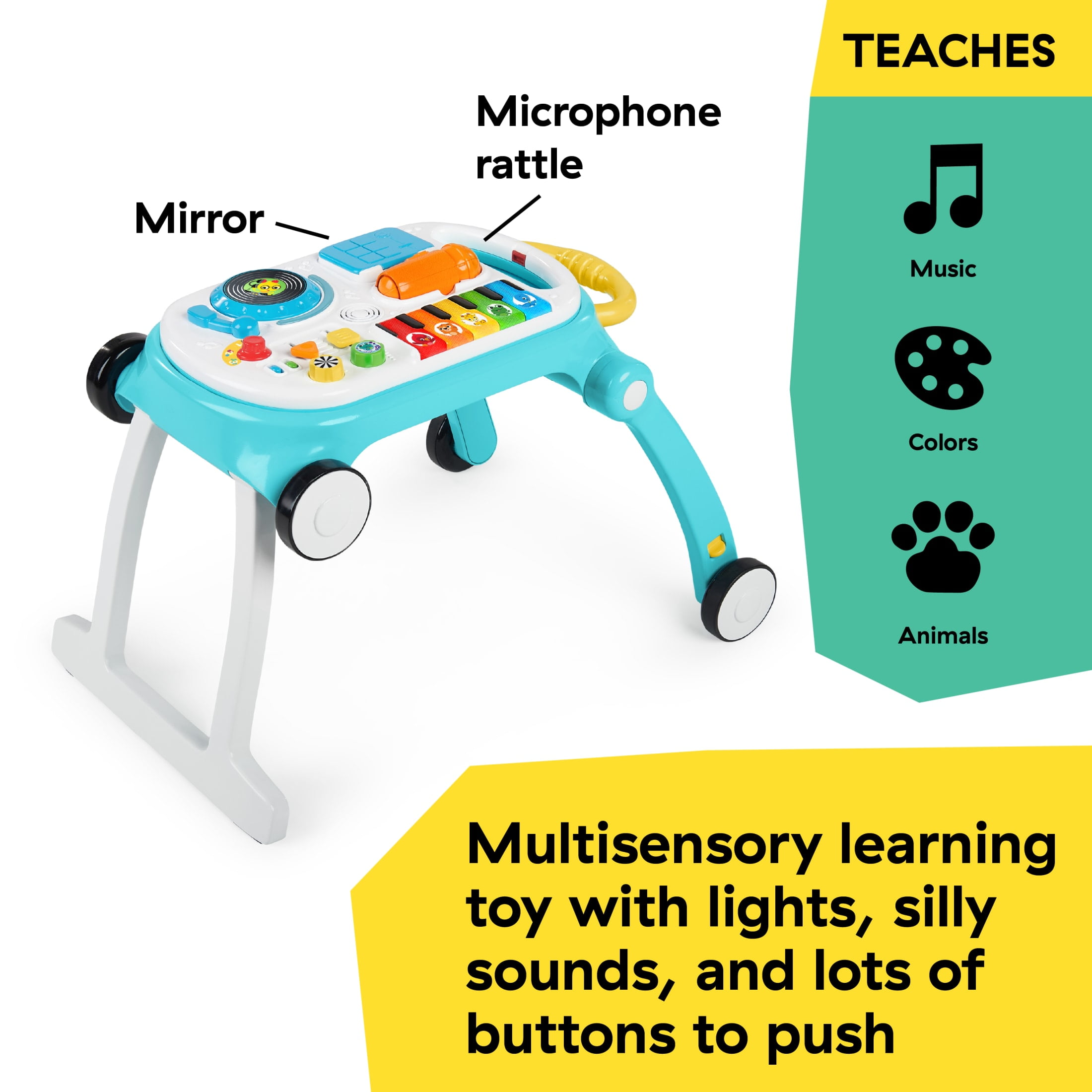 Baby Einstein Musical Mix ‘N Roll 4-in-1 Push Walker, Activity Center, Toddler Table and Floor Toy for 6 Months+ Unisex