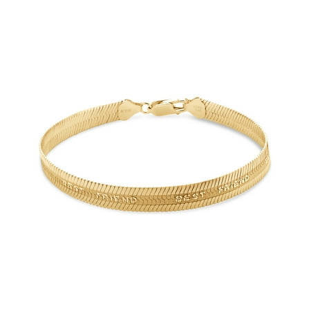 18k Gold Over Sterling Silver Herringbone Best Friend Bracelet 7.5 (Gold Best Friend Bracelets)