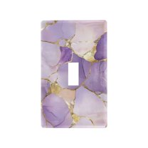 Yayeee Toggle Light Switch Wall Plate 1-Gang 4.5"x2.7" Home Decorative Outlet Cover, Pastel Purple Marble Pattern