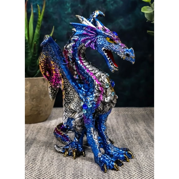 Ebros Small Purple Rain Armored Midnight Dragon Statue 4.5" High Fantasy