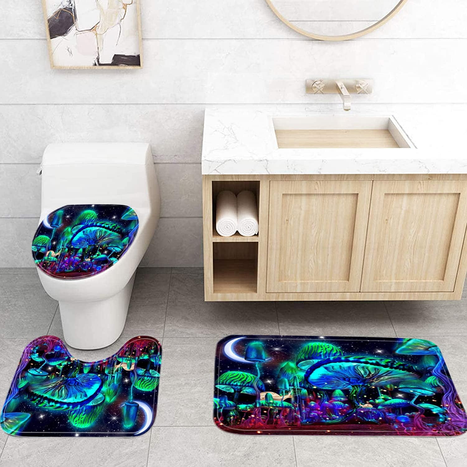 BBSET 4-Piece Mushroom Bathroom Linen & Accessory Set