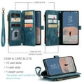 thumbnail image 4 of for Samsung Galaxy S25 Case Wallet for Women Men, Samsung Galaxy S25 Case, PU Leather Magnetic Flip Strap Wristlet Zipper Card Holder Wallet Business Phone Cover for Galaxy S25, Blue, 4 of 10