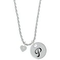 thumbnail image 1 of Delight Jewelry Acrylic 5/16" Imitation Pearl Heart Silvertone Script Initial Disc - P - Charm Necklace, 20"+3", 1 of 4
