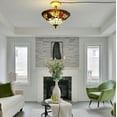 thumbnail image 2 of Kiven 13.8in Plug-in Flush Mount Ceiling Light Fixture, 3-Light Anti Glare Close to Ceiling Light with 15FT Cord, Tiffany-Style Glass Chandelier Dimmable for Bedroom Kitchen Hallway(No.3198), 2 of 7
