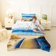 thumbnail image 4 of Manfei Natural Sky Twin Comforter Sets,Gentle Beach Bedding Set,Blue Yellow,Colorful Stars Reversible,2 Pieces,1 Comforter and 1 Pillowcase, 4 of 8