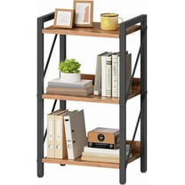 3-Tier Industrial Bookshelf With Metal Frame Small Rustic Brown And Black Bookcase Storage Shelf