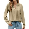 thumbnail image 2 of Casual Women's Tops Fashion Plus Size Women's Long Sleeve Solid Color Crewneck Casual Top Pullover T-shirt, 2 of 7