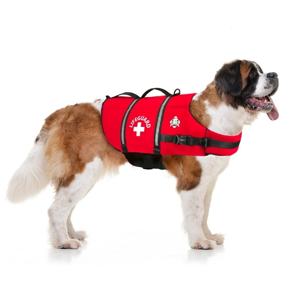 Paws Aboard Dog Life Jacket - Keep Your Canine Safe with a Neoprene Life Vest - Designer Life Jackets - Perfect for Swimming and Boating - Red, X-Large