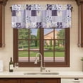 thumbnail image 6 of 2 Pack Valances for Window, Spring Floral Short Curtains for Kitchen Bedroom Living Room, Dark Purple Flowers Patchwork Grid Bohemia Rod Pocket Small Window Treatment Valance Drapes 54 x 18 Inch, 6 of 8