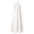 thumbnail image 2 of Eandarui Kids Flower Girl Floral Lace Dress Halter Neck Chiffon Long Junior Bridesmaid Dress Pageant White 10, 2 of 7