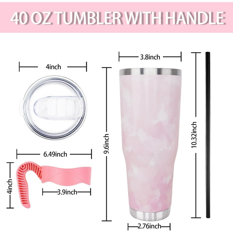 Pink Tie Dye 40 Oz Handle Tumbler