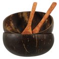 thumbnail image 1 of 2 juegos de ensaladeras de cáscara de coco, delicados recipientes para alimentos hechos de cáscara de coco con cuchara, 1 of 7