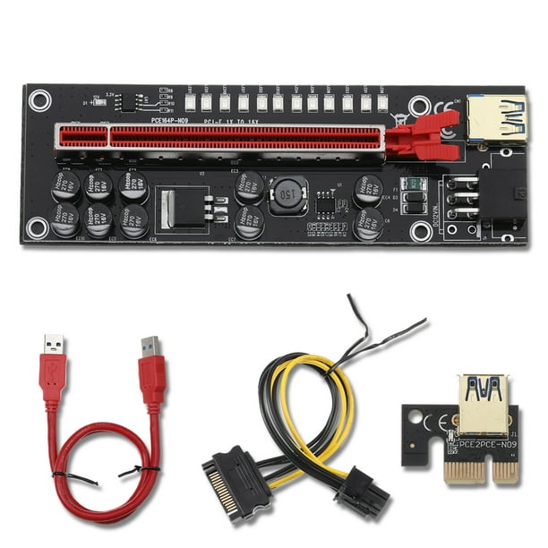 PCI-E LED tarjeta de video EXPANSIÓN Tarjetas gráficas 8 condensadores de estado sólido 6 pin 4 pines extensor adaptador portátil con hebilla de fijación tipo 2 Vogacara EL005599-02B