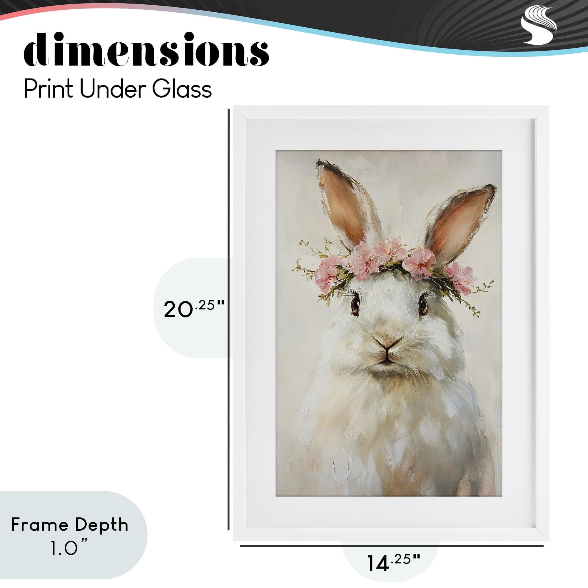 Stupell Industries Bunnykins with Pink Crown White Framed Print Under Glass, design by Tina LeCour