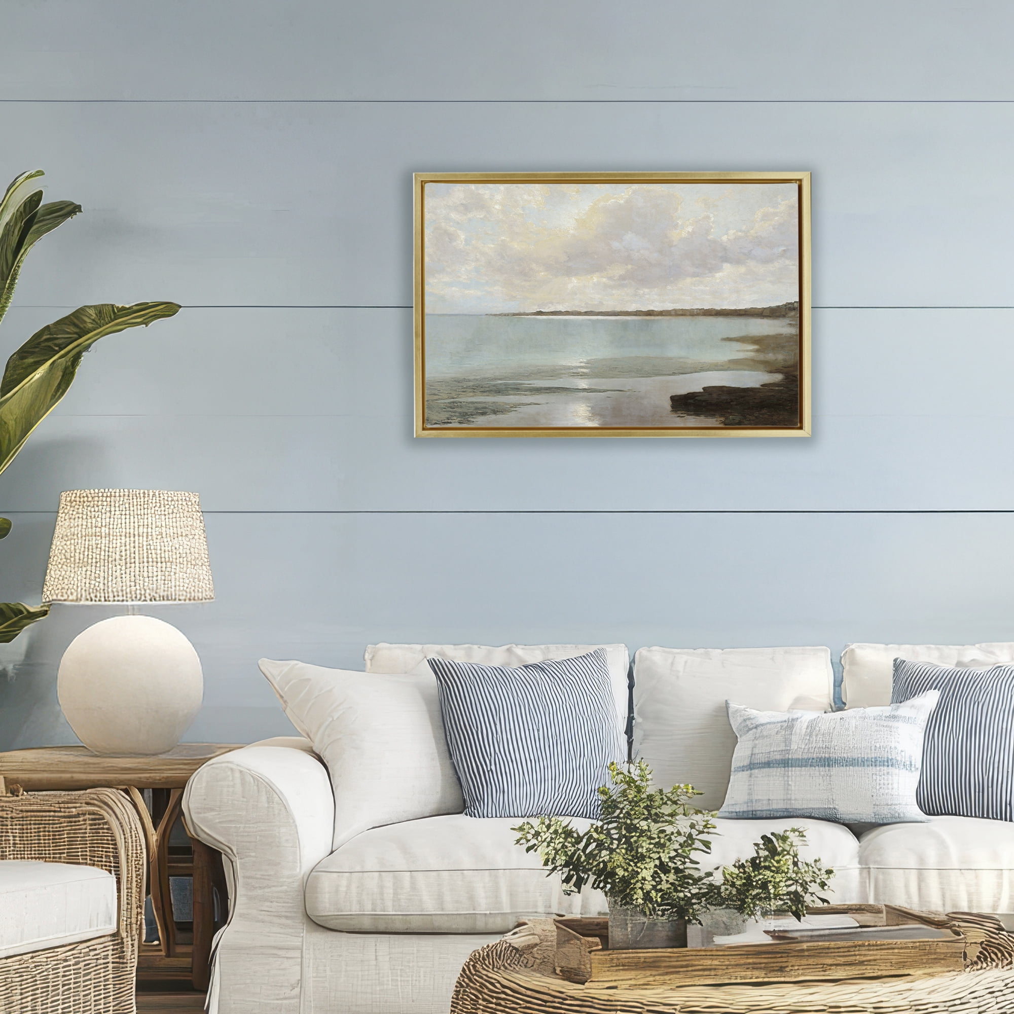 Stupell Industries At The Shore Horizon Gold Framed Floater Canvas Wall Art, design by Christy McKee