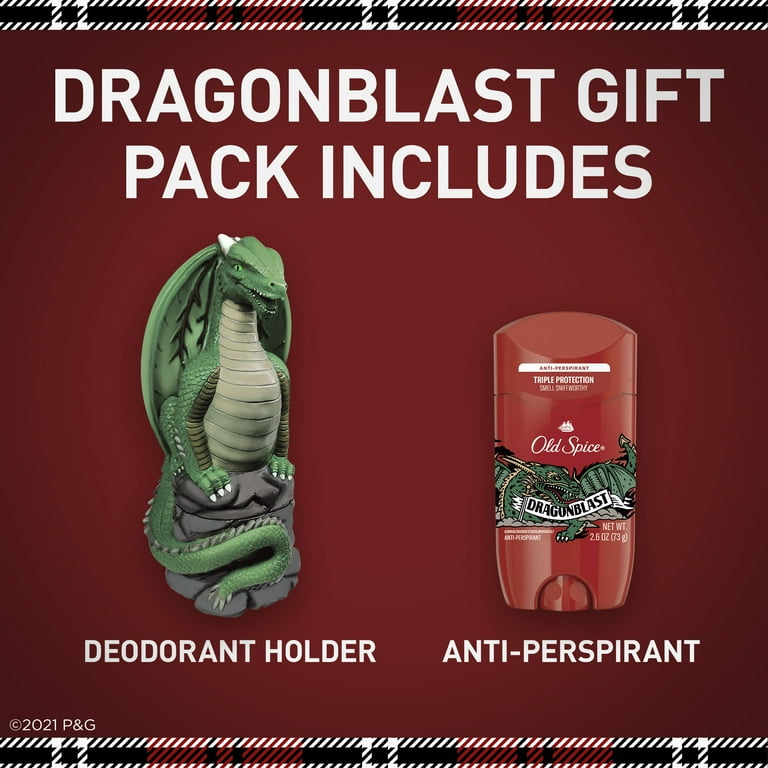 20 Value Old Spice Holiday Gift Pack Deodorant Holder with Dragonblast Anti Perspirant 2.6 Oz