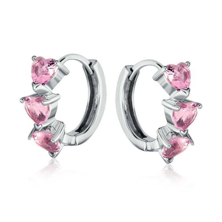 ピアス Cooing Heart Pink Silver Earring(SILVER 925) Amazon.com: 925 Sterling Silver 9mm Pink CZ Heart Stud