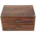 thumbnail image 3 of Mizh Drawer Style Storage Box Drawer Desktop Storage Case Vintage Wooden Box for Home (Two Drawers), 3 of 6