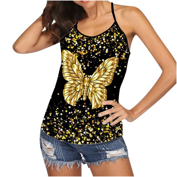 Moda mujer casual cuello redondo Slim Fit impresión digital malla ahueca hacia fuera las camisetas sin mangas blusa Fridja hjk914
