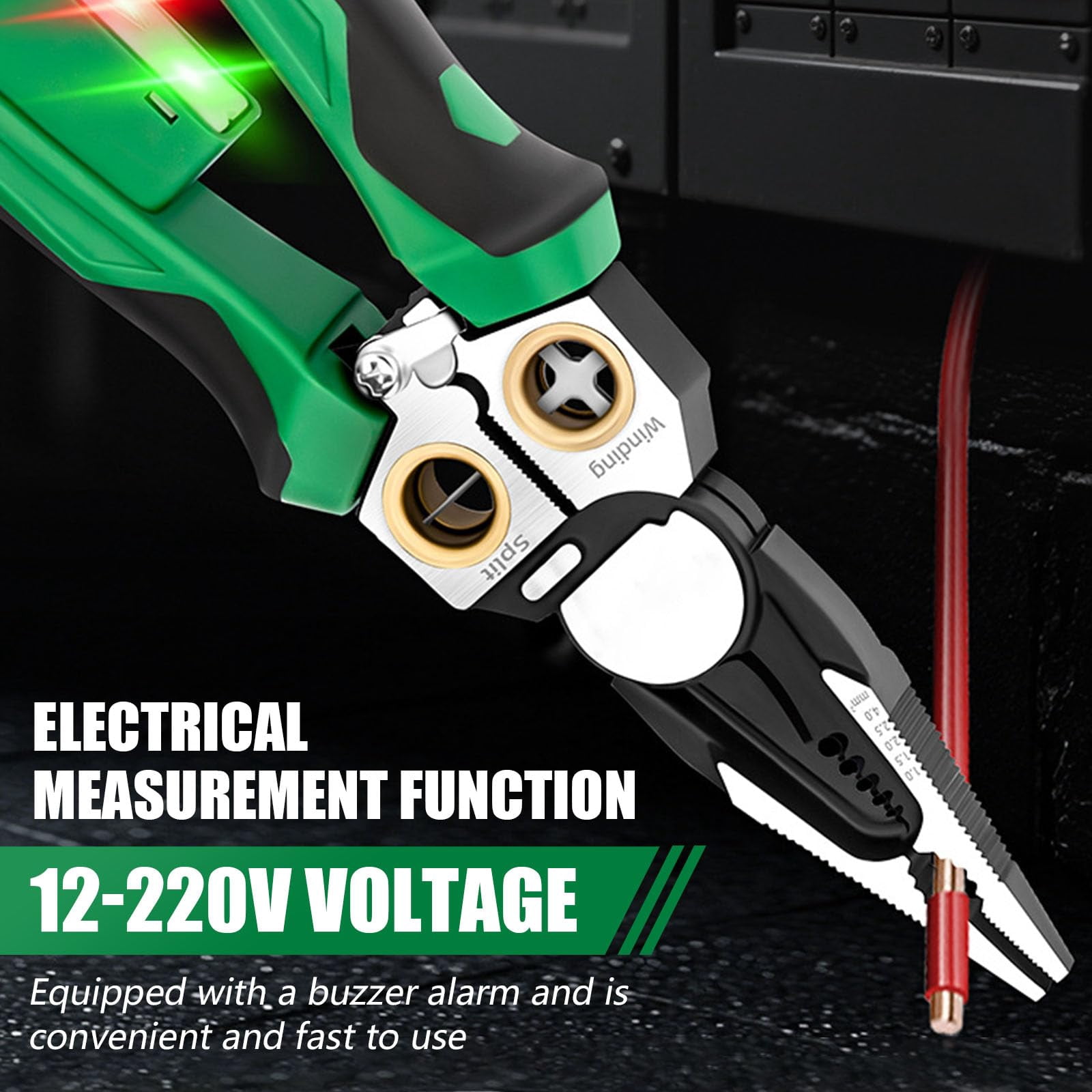 8 in 1 Wire Stripper with Voltage Tester, Professional Wire Stripper Electrical Pliers, Twister, Neutral Wires Electrician, Car Repair Tool for Cutting and Pulling Wires Cable Scissors (1 PCS)