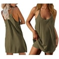 thumbnail image 2 of Osfvolr Womens Workout Romper Dress with Shorts Underneath Sleeveless Spaghetti Straps Athletic Outfits Casual Vacation  Green L, 2 of 6