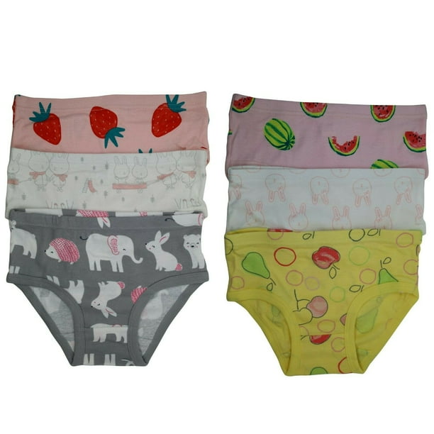 6 Packs Toddler Little Girls Kids Underwear Cotton Briefs Size 2T 3T 4T