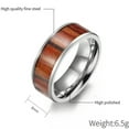 thumbnail image 4 of 4MM/6MM/8MM Silver Band Men Women 316L Stainless Steel Wood Inlay Ring Size 6-12, 4 of 9