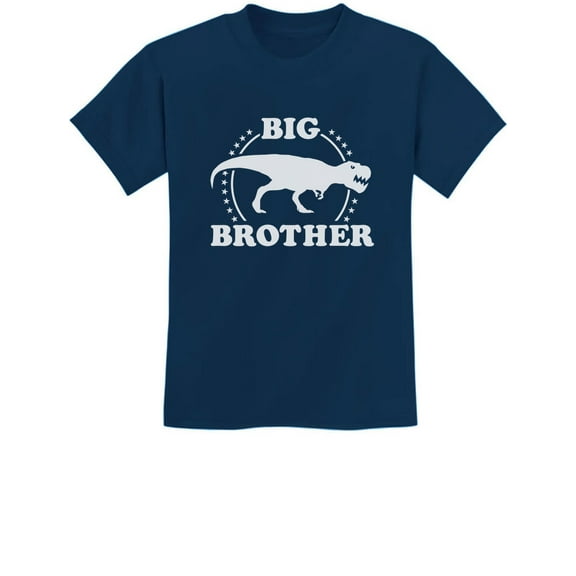 Tstars Boys T-Rex Big Brother T-shirt - Perfect Gift for Elder Sibling - Ideal for Birthdays, Pregnancy Announcements - Fun Dinosaur Themed Graphic Tee - Kids Love T-Rex - X-Small Navy