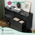 thumbnail image 2 of GVN Bedroom Dresser, Chest of Drawers with Wood Legs,6 Drawers Handleless Dresser for Bedroom, Home,Living Room,Black, 2 of 15