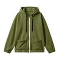 thumbnail image 7 of WIZUTIZ Women's Solid Color Zip Up Hoodie Drawstring Hood Pockets Long Sleeve Casual Jacket Lightweight Fall Spring Outerwear, 7 of 7