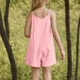 thumbnail image 5 of MKOSPLRT Linen Jumpsuits for Girl 4-16 Years Adjustable Thin Straps V Neck Pleated Romper Shorts Solid Casual Baggy Beach Vacation Jumpers, 5 of 7