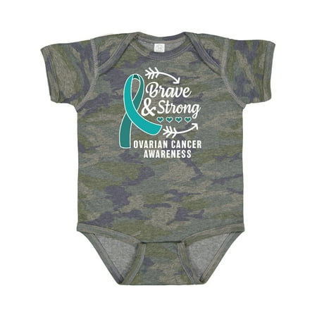 

Inktastic Ovarian Cancer Awareness Brave and Strong with Arrows Gift Baby Boy or Baby Girl Bodysuit