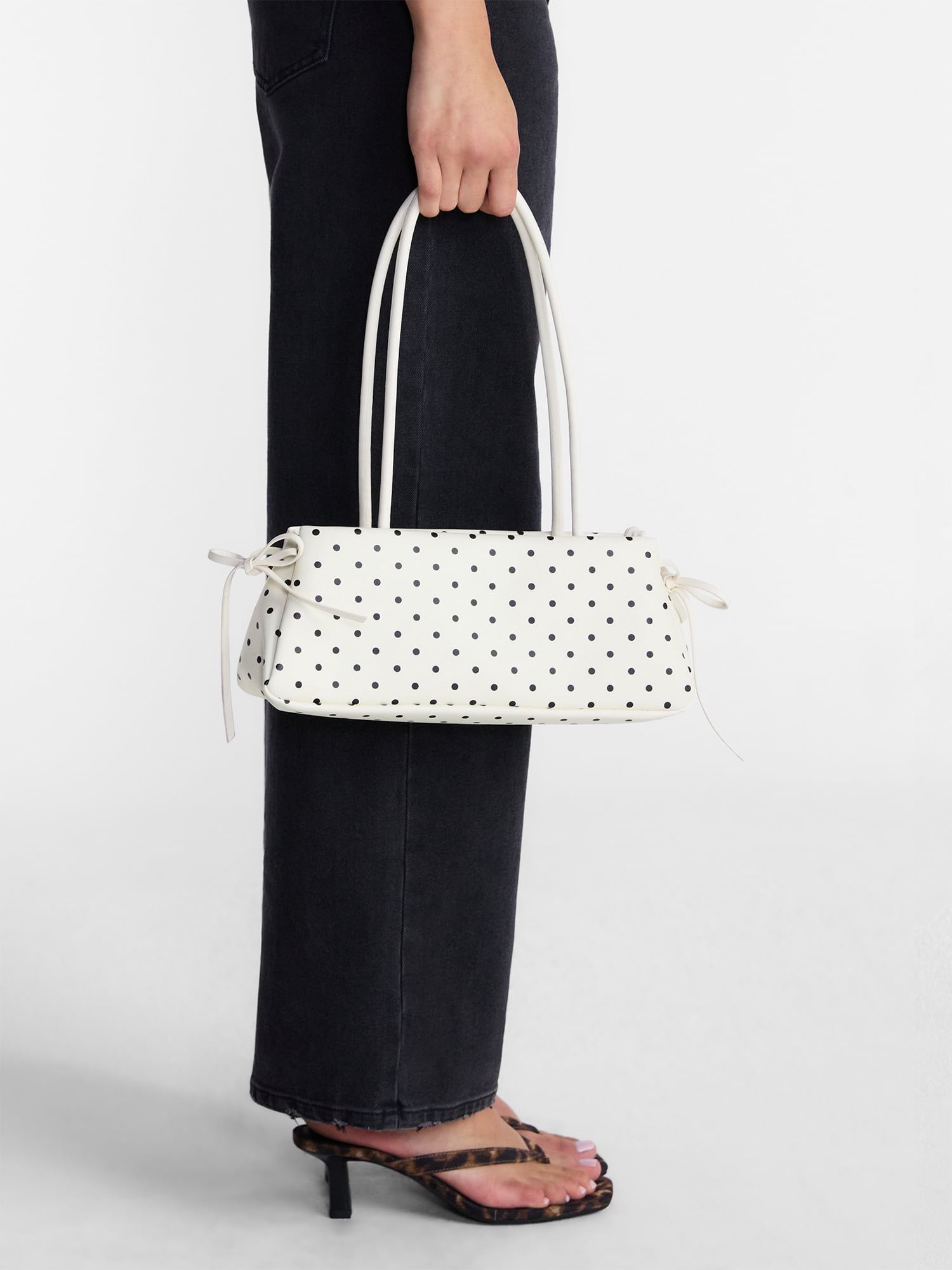 No Boundaries Women's Bow Shoulder Bag, Polka Dot