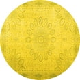 thumbnail image 1 of Ahgly Company Machine Washable Indoor Round Abstract Yellow Contemporary Area Rugs, 8' Round, 1 of 4