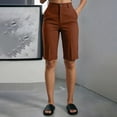 thumbnail image 2 of Landzoo Women'S Shorts Solid Color Elastic Waist With Pockets Summer Casual Women Active Shorts Size 3XL Brown, 2 of 4