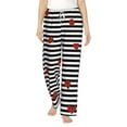 thumbnail image 2 of Lsque Ladybugs on Black and White Striped Print Women's Pajama Pants, Lounge Pant - Comfortable Home Wear,Elastic Waistband, Stylish Design-X-Large, 2 of 9