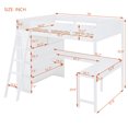 thumbnail image 2 of Harper & Bright Designs Full Size Loft Bed with Desk and Shelves, Wooden Loft Bedframe with Two Built-in Drawers for Bedroom, White, 2 of 16