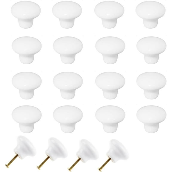 20x White Door Knob Cabinet Retro Round Ceramic Drawer Cupboard Kitchen Dresser Pull Handle Knobs 32mm/1.25"